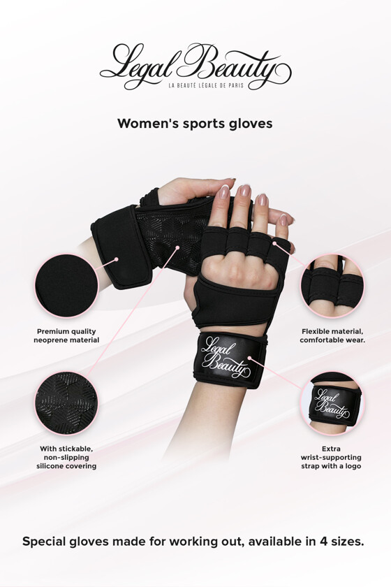 Women's sports gloves - Sports Gloves - Jet black - M