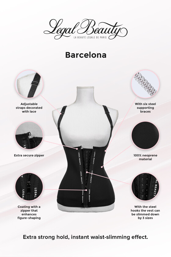 Barcelona - Zipper Neoprene Waist Trainer Vest - Jet black - S