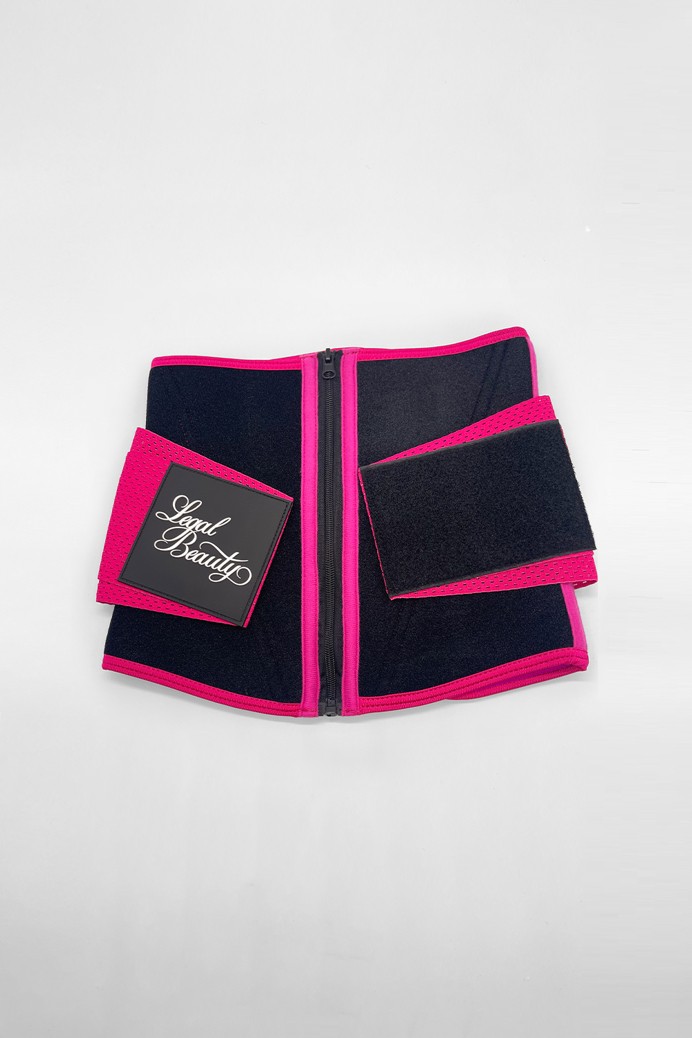 Miami - Zippered sports sauna belt with extra waistband - Barby pink - XL