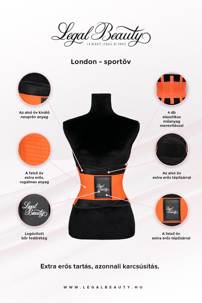 London - Sportöv extra derékpánttal - Neon narancs - XXL
