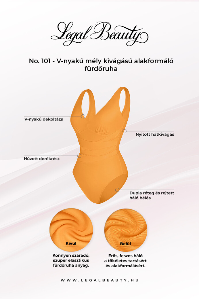 No. 101 - V-nyakú mély kivágású alakformáló fürdőruha - Sárga - M