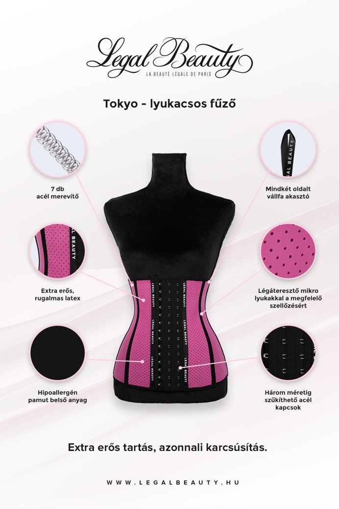 Tokió - Lyukacsos alakformáló fűző - Szuper rózsaszín - XXL
