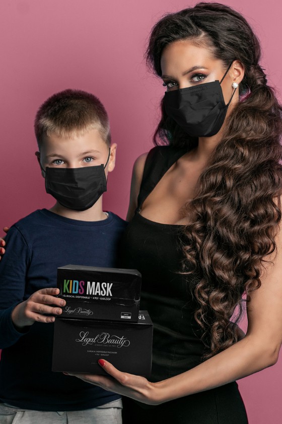 Legal Beauty 4 rétegű egészségügyi arcmaszk - 50 db - Arcmaszk - 50 db - Karbonfekete - Gyermek