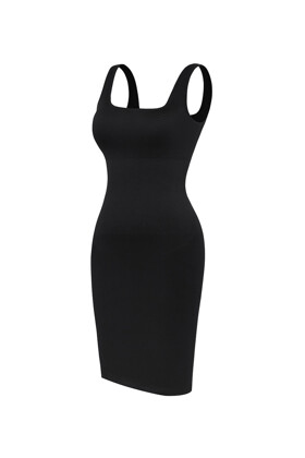 No. 16 - Shapewear mini dress with square neckline - Jet black - XS/S