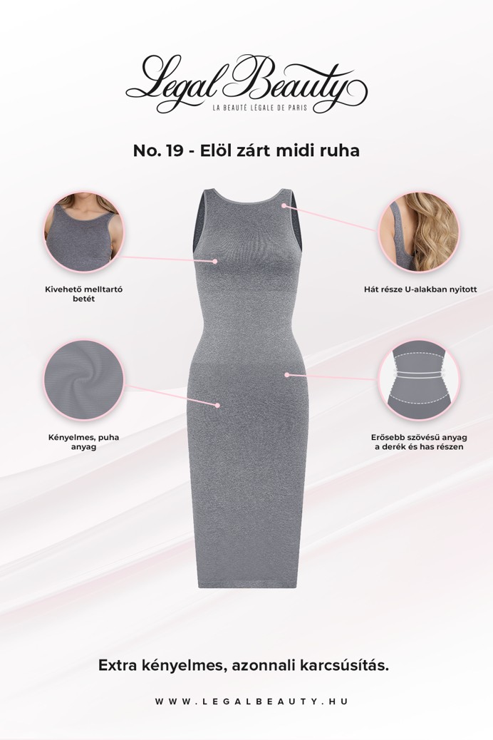 No. 19 - Elöl zárt midi ruha - Grafitszürke - 3XL/4XL