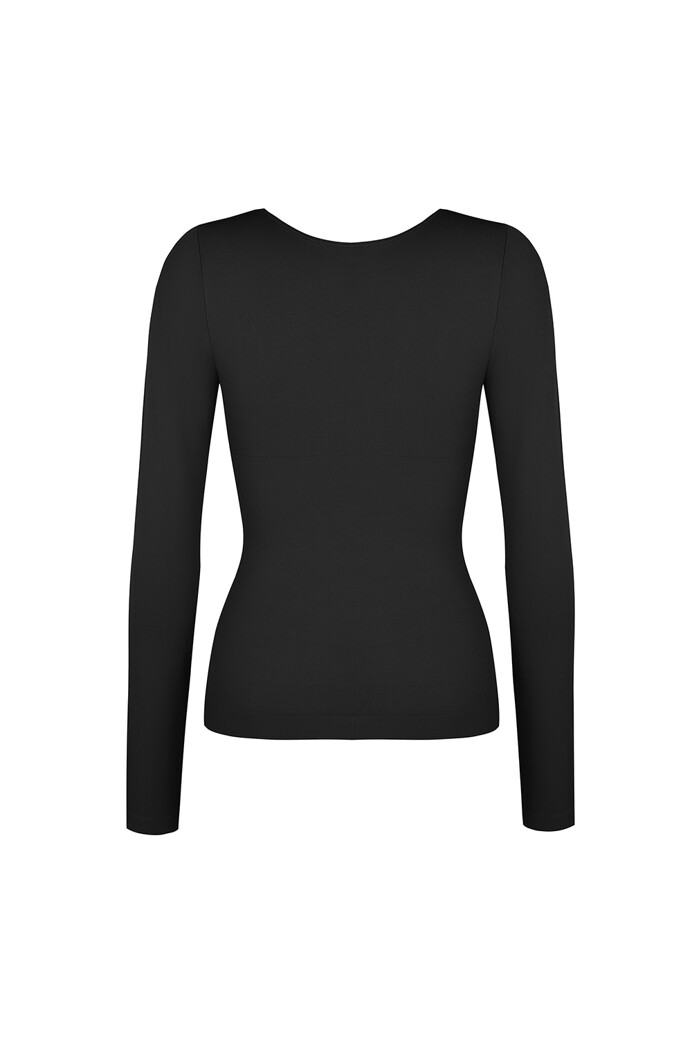 No. 48 - Hosszú ujjú felső mély dekoltázzsal - Black - XS