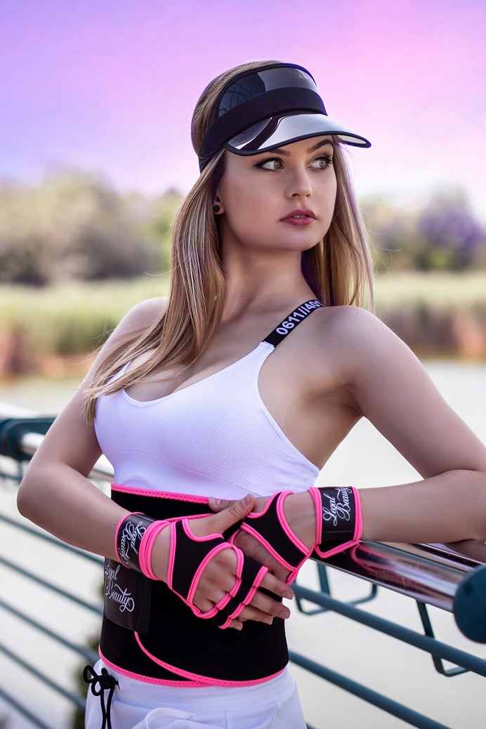 Women's sports gloves - Sports Gloves - Neon pink - L