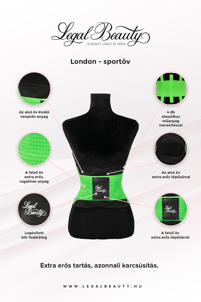 London - Sportöv extra derékpánttal - Neon zöld - XXL