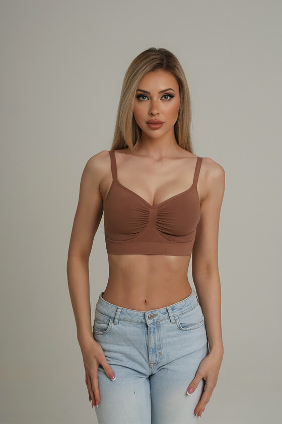 Seamless bra - Sandy brown - M