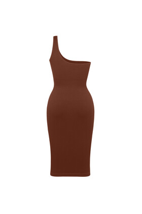 No. 17 - One-shoulder shapewear mini dress - Brown - M/L