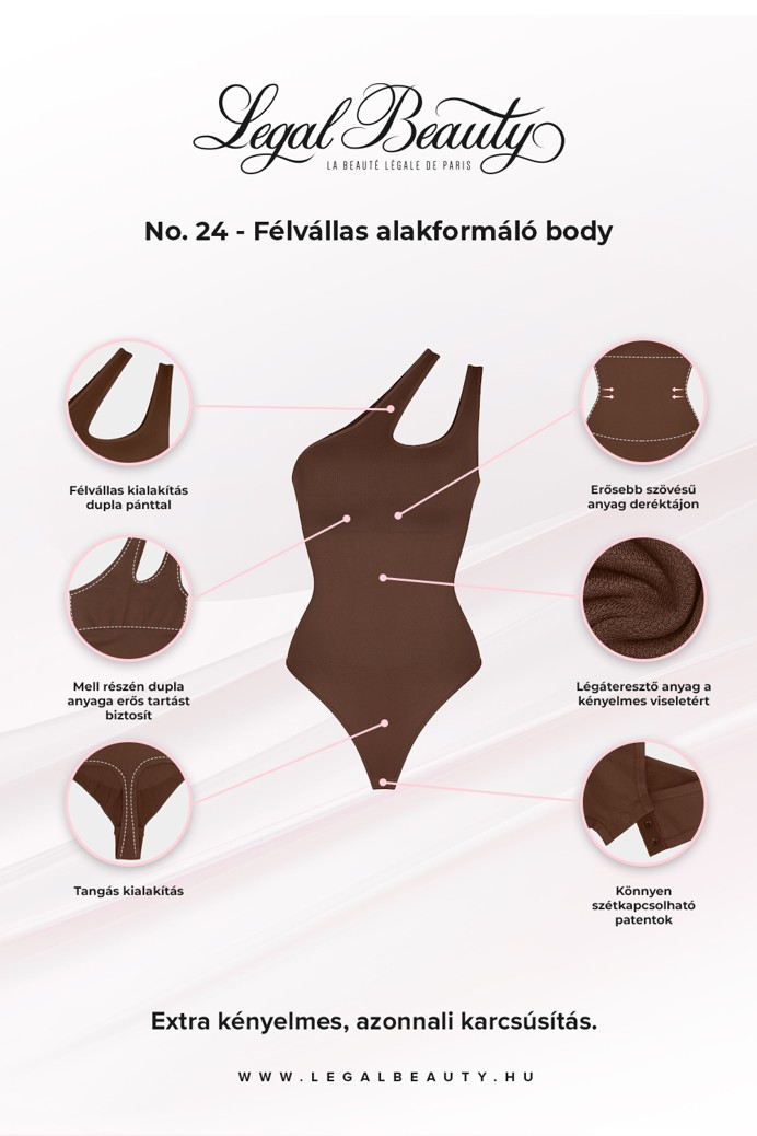 No. 24 - Félvállas alakformáló body - Csokibarna - XS/S