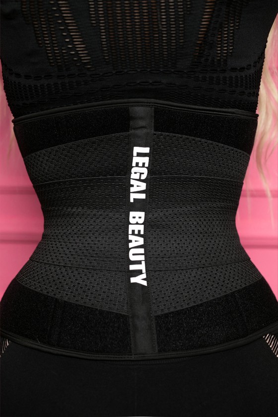 Miami - Zippered sports sauna belt with extra waistband - Jet black - XL