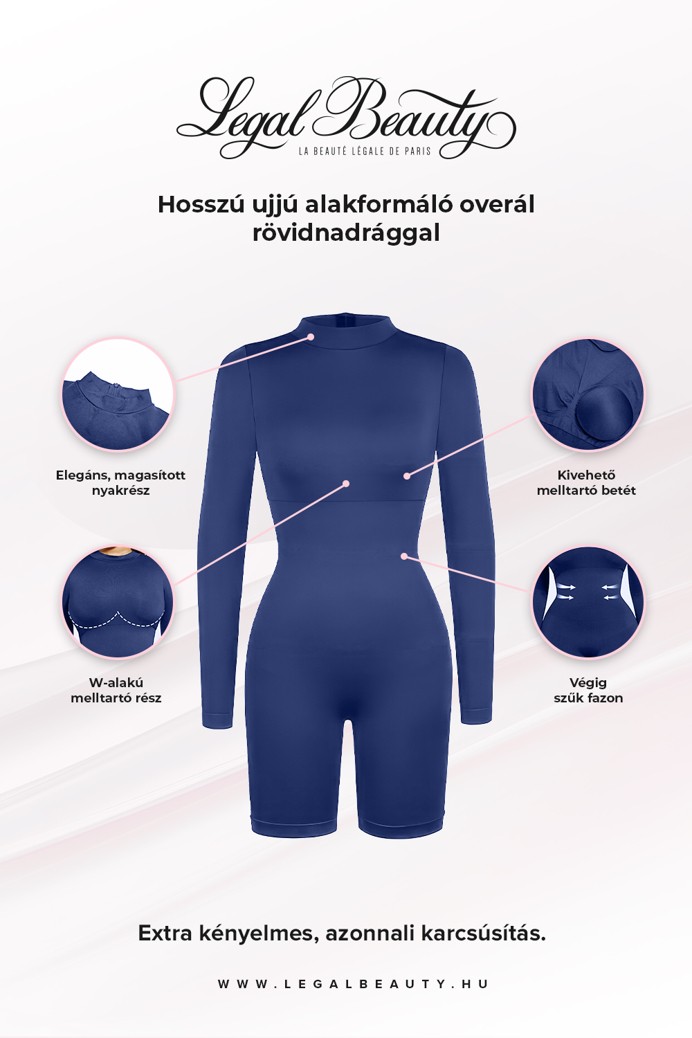 No. 27 - Hosszú ujjú alakformáló overál rövidnadrággal - Indigókék - XL/XXL