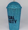 Hollywood - Double-walled straw plastic cup - Blue / black - 480 ml