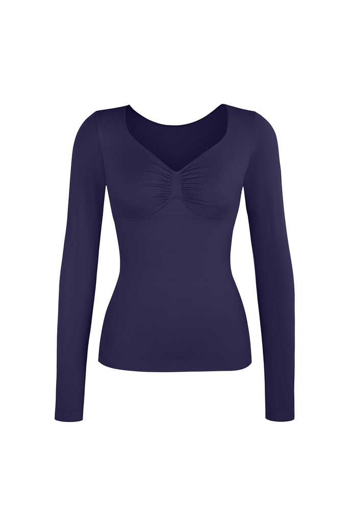 No. 48 - Hosszú ujjú felső mély dekoltázzsal - Sötétkék - XS