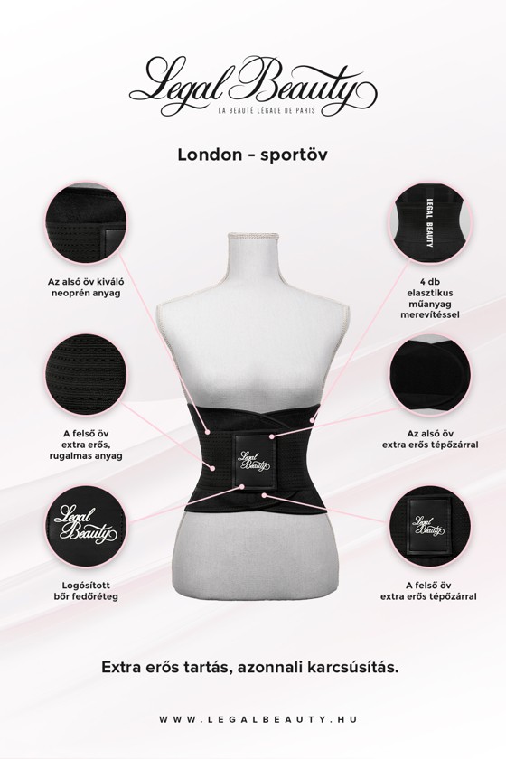 London - Sportöv extra derékpánttal - Éjfekete - XL
