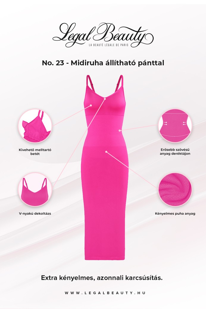 No. 23 - Midi ruha állítható pánttal - Rózsaszín - XL/XXL