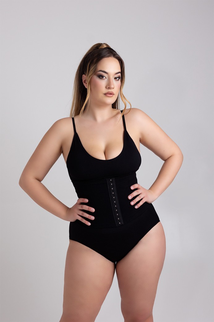 Alakformáló magasított normál bugyi + fűző - Panty - Black - 3XL/4XL