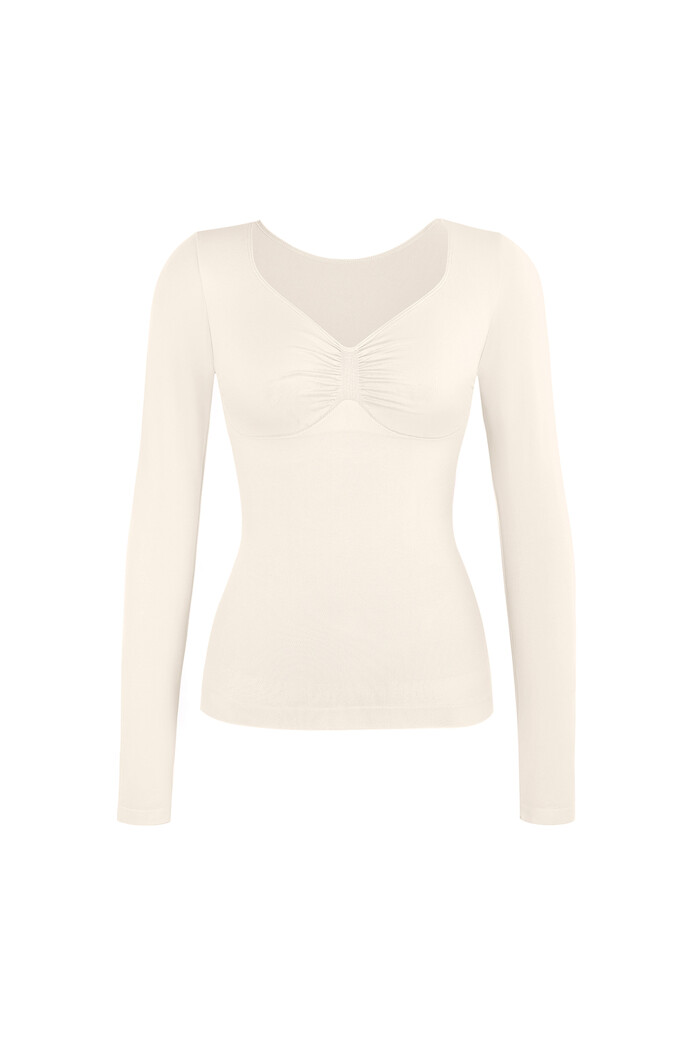 No. 48 - Hosszú ujjú felső mély dekoltázzsal - Törtfehér - XL
