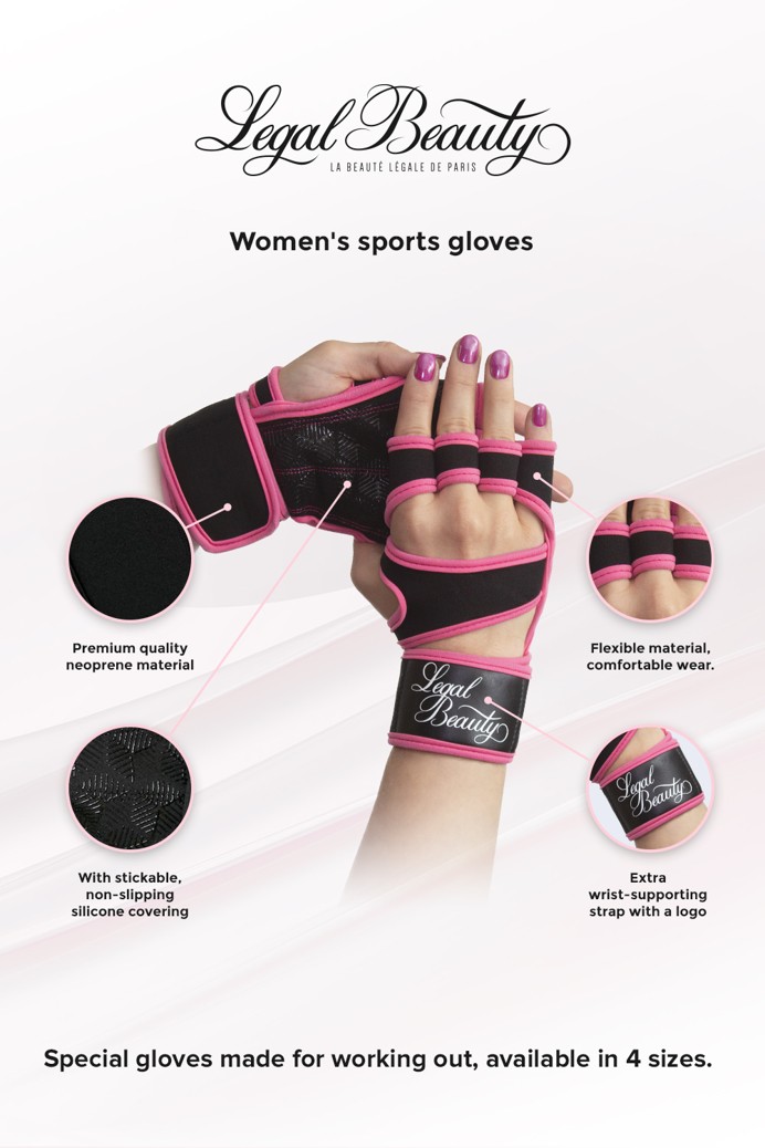 Women's sports gloves - Sports Gloves - Neon pink - L