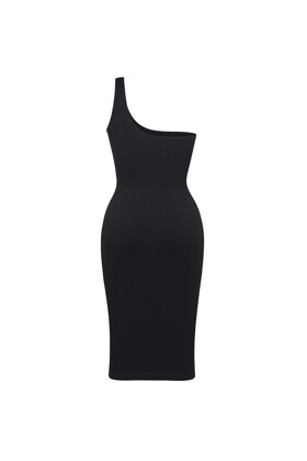 No. 17 - One-shoulder shapewear mini dress - Jet black - XS/S