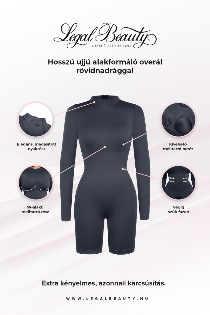 No. 27 - Hosszú ujjú alakformáló overál rövidnadrággal - Sötétszürke - 3XL/4XL