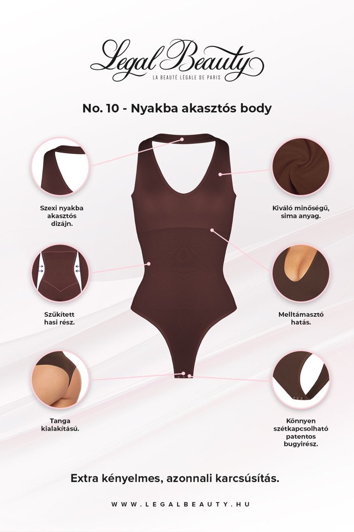 No. 10 - Nyakba akasztós body - Csokibarna - XL/XXL