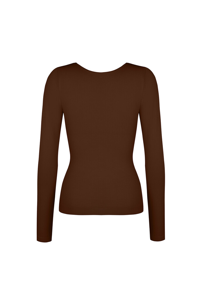 No. 48 - Hosszú ujjú felső mély dekoltázzsal - Chocolate brown - XS