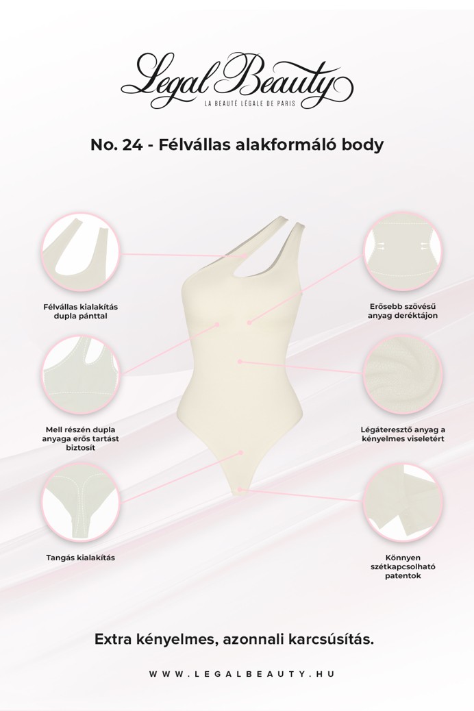 No. 24 - Félvállas alakformáló body - Krémszínű - M/L