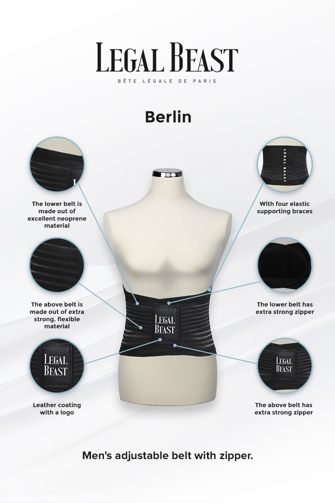 Legal Beast Men Berlin - Sports Belt with Extra Waistband - Phantom black - S