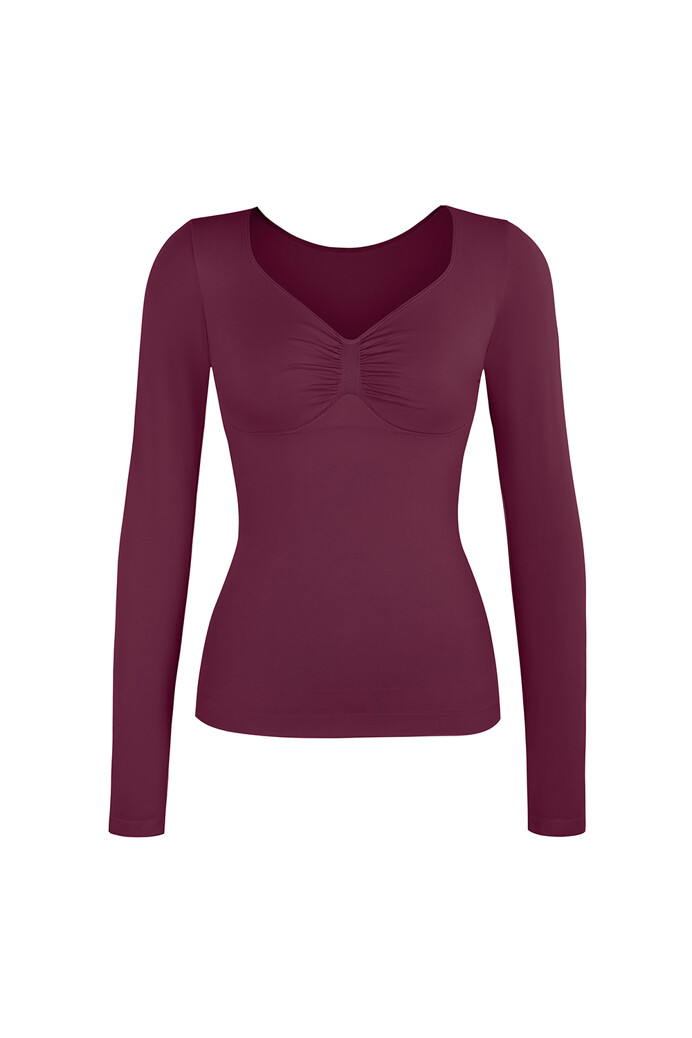 No. 48 - Hosszú ujjú felső mély dekoltázzsal - Burgundy - XS
