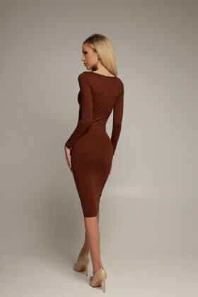 No. 30 - Long-sleeved shapewear midi dress - Chocolate brown - M/L