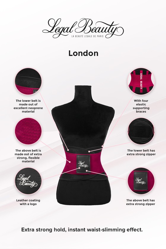London - Sports Belt with Extra Waistband - Ruby red - XL
