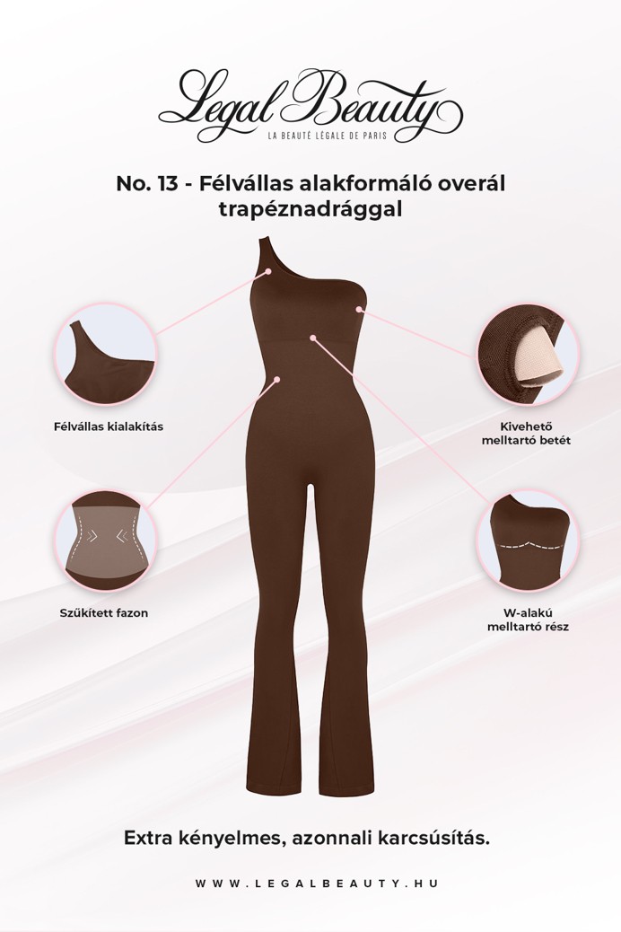 No. 13 - Félvállas alakformáló overál trapéznadrággal - Csokibarna - 3XL/4XL