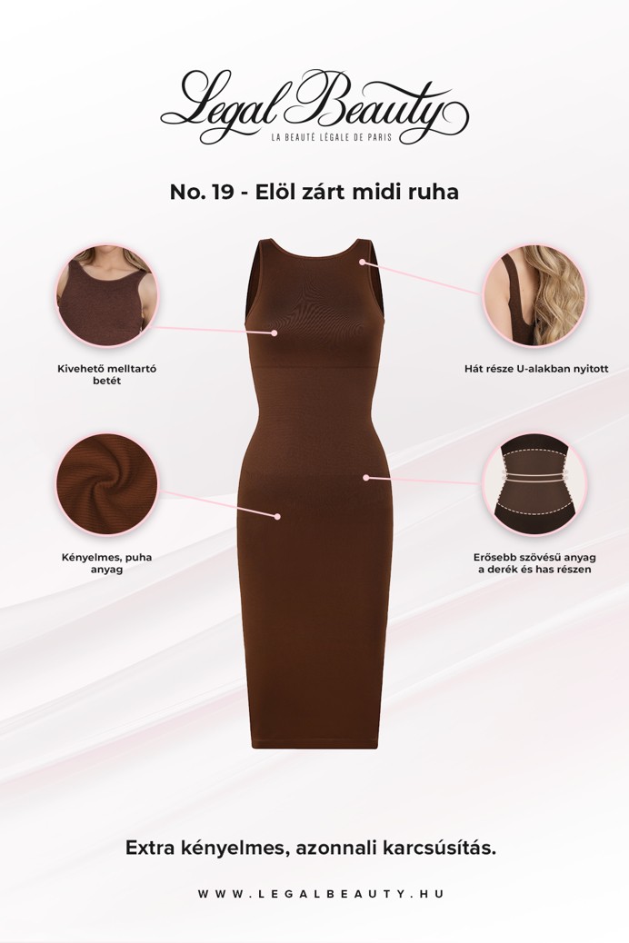 No. 19 - Elöl zárt midi ruha - Barna - XL/XXL