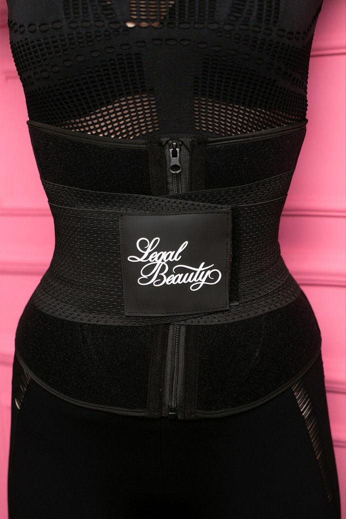 Miami - Zippered sports sauna belt with extra waistband - Jet black - XXL