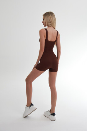 No. 45 - Shapewear short jumpsuit with ribbed material - Chocolate brown - M