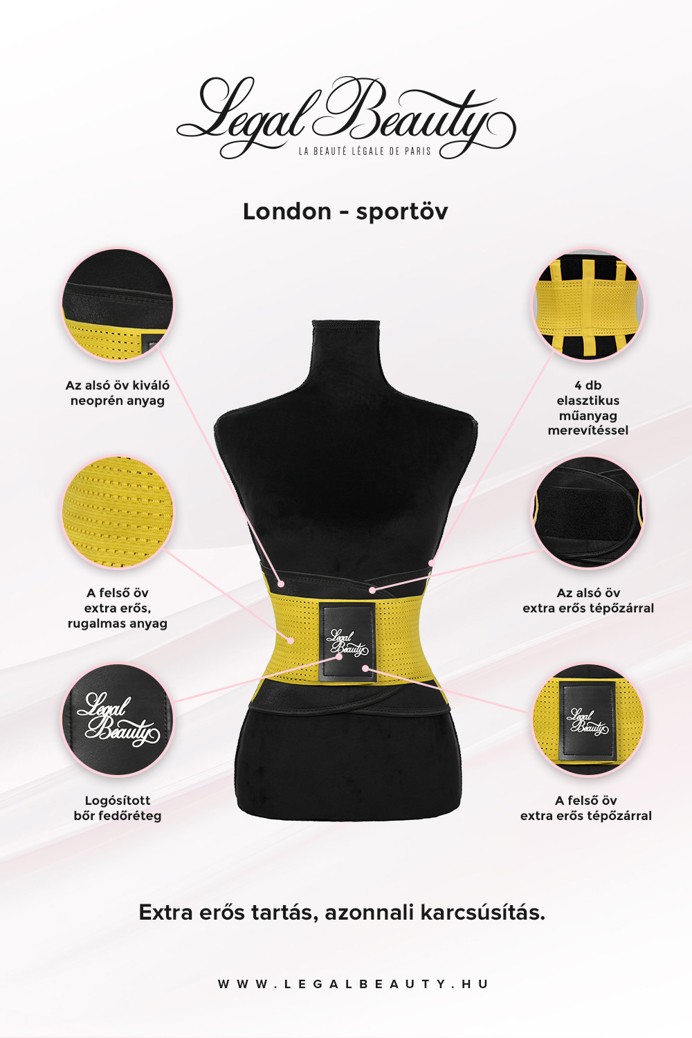 London - Sportöv extra derékpánttal - Napsárga - XL