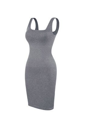 No. 16 - Shapewear mini dress with square neckline - Grafite gray - M/L