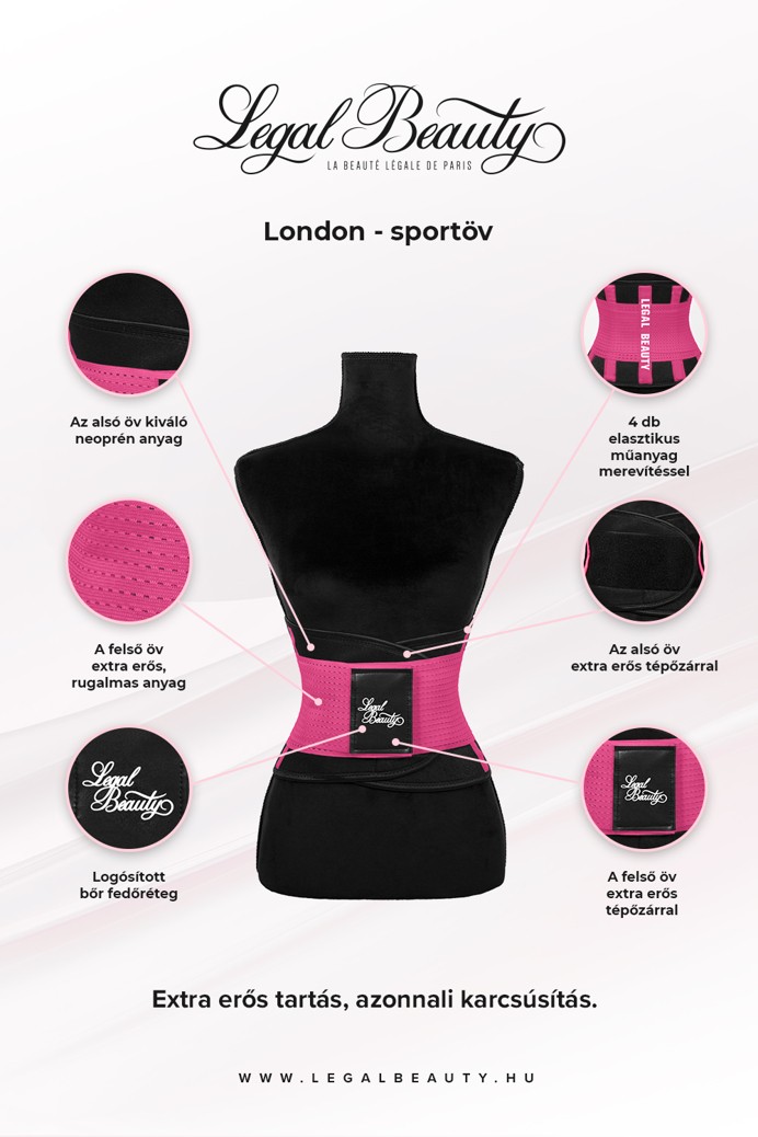London - Sportöv extra derékpánttal - Barby rózsaszín - XXL