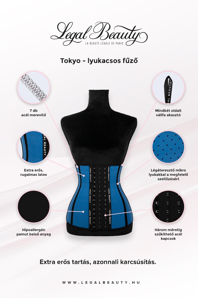 Tokió - Lyukacsos alakformáló fűző - Égszínkék - XL