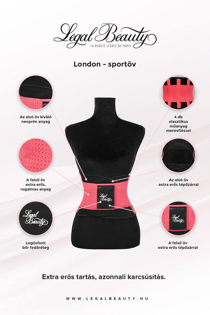 London - Sportöv extra derékpánttal - Neon rózsaszín - XL