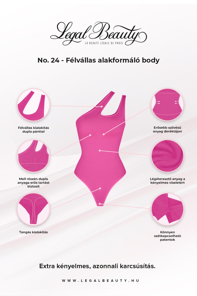 No. 24 - Félvállas alakformáló body - Rózsaszín - 3XL/4XL