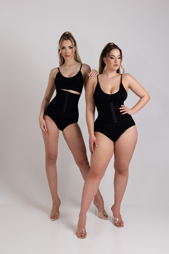 Shapewear high-rise regular panties + corset -Black - 3XL/4XL