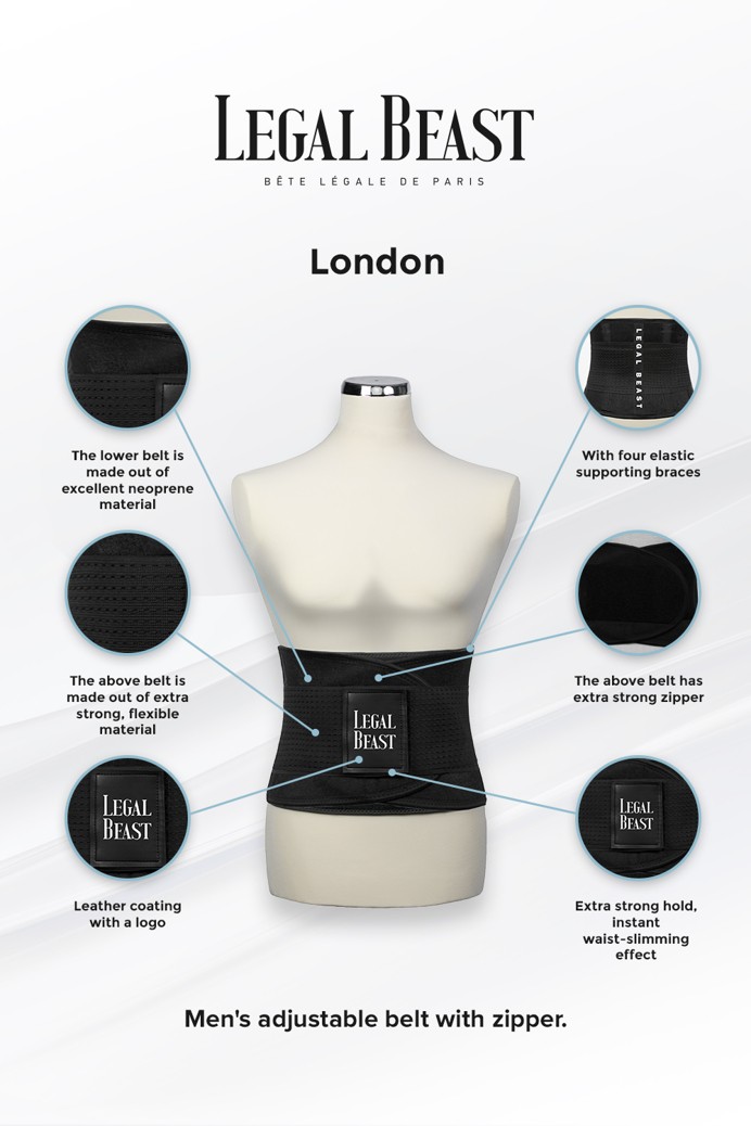 Legal Beast Men London - Sports Belt with Extra Waistband - Phantom black - XL