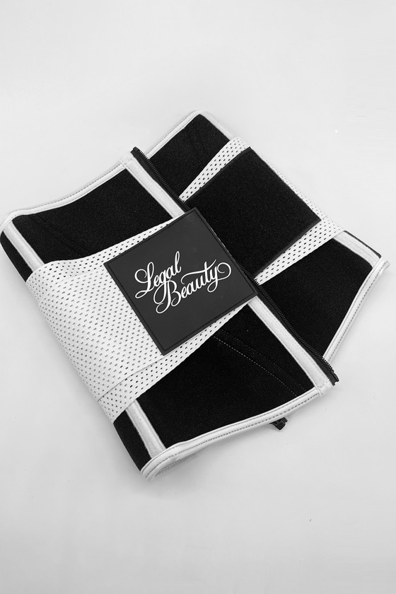 Miami - Zippered sports sauna belt with extra waistband - White - XL