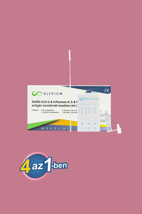 Elysium 4 az 1-ben SARS-CoV-2 & influenza A+B & RSV Ag kombinált gyorsteszt - 1 db tesztkészlet (torok/orrlyuk) - Lejárati idő: 2026-10-11 - 1 db