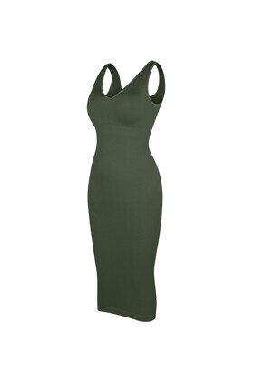 No. 20 - Midi dress with V-shape neckline - Méregzöld - XS/S