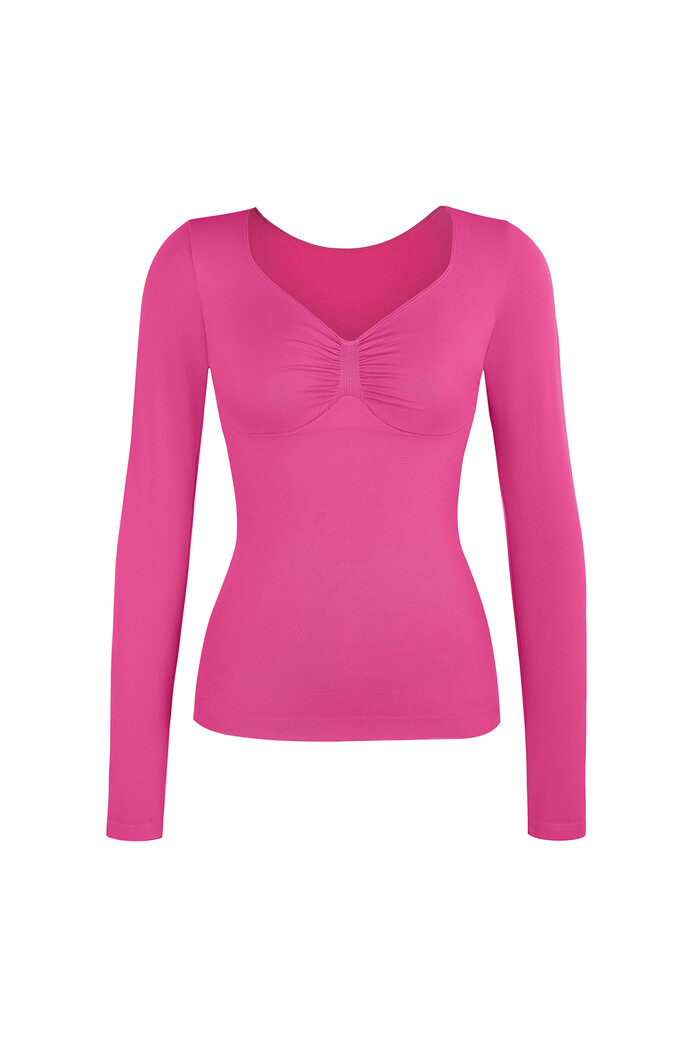 No. 48 - Hosszú ujjú felső mély dekoltázzsal - Pink - XS