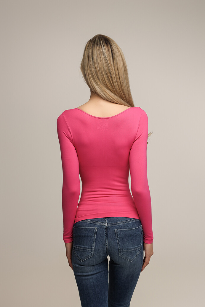 No. 48 - Hosszú ujjú felső mély dekoltázzsal - Pink - XS